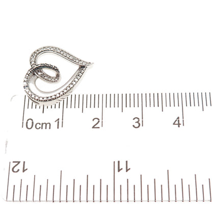 Jane Seymour 925 Sterling Silver Real Round-Cut Diamond Heart Mini Slide Pendant