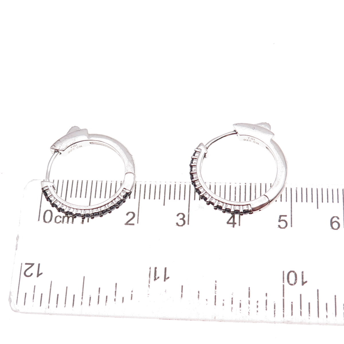 925 Sterling Silver Real Round-Cut Black Spinel Hoop Earrings