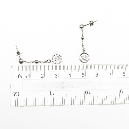 925 Sterling Silver Cherub Drop Chain Dangle Earrings
