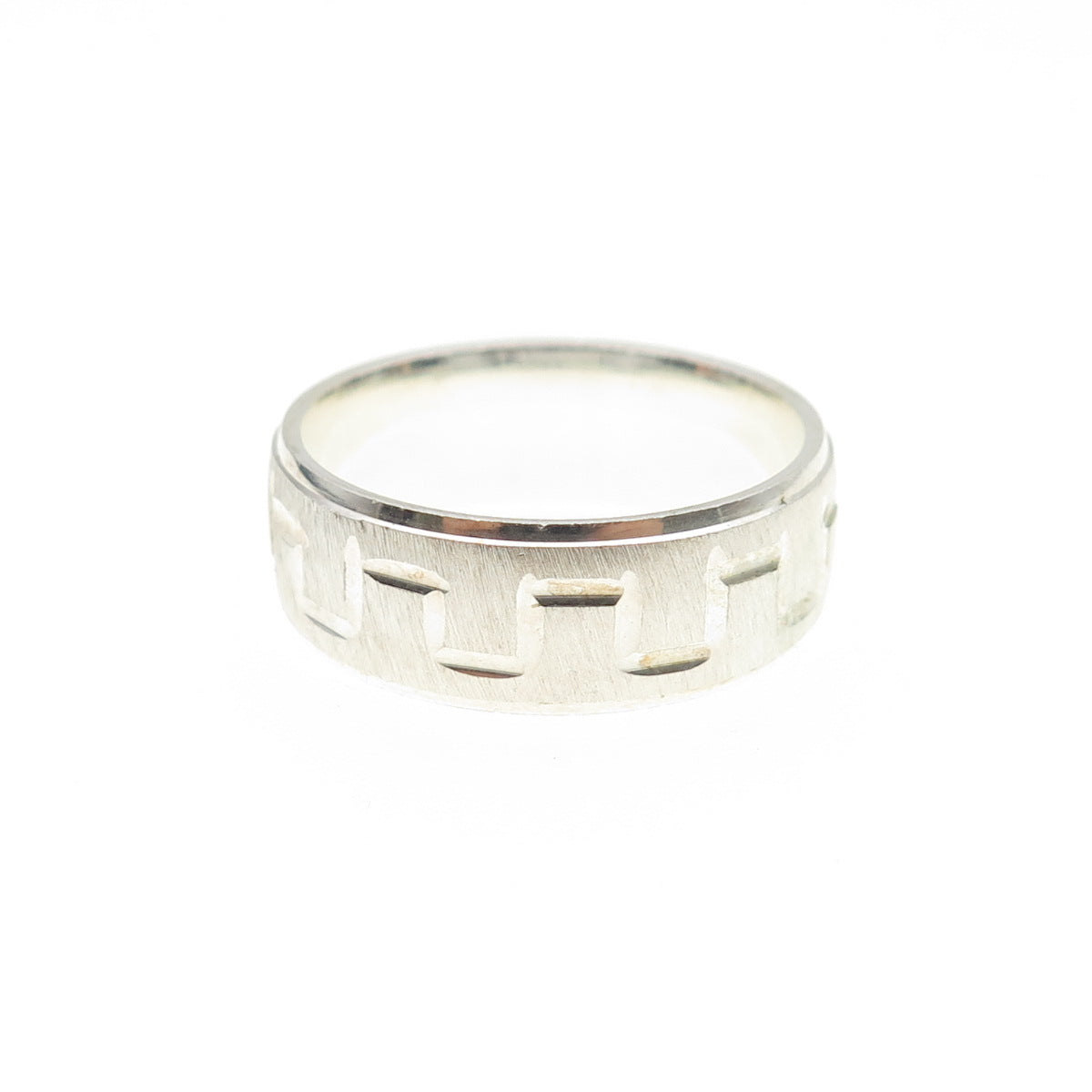 925 Sterling Silver Vintage Engraved Zig Zag Band Ring Size 9.25