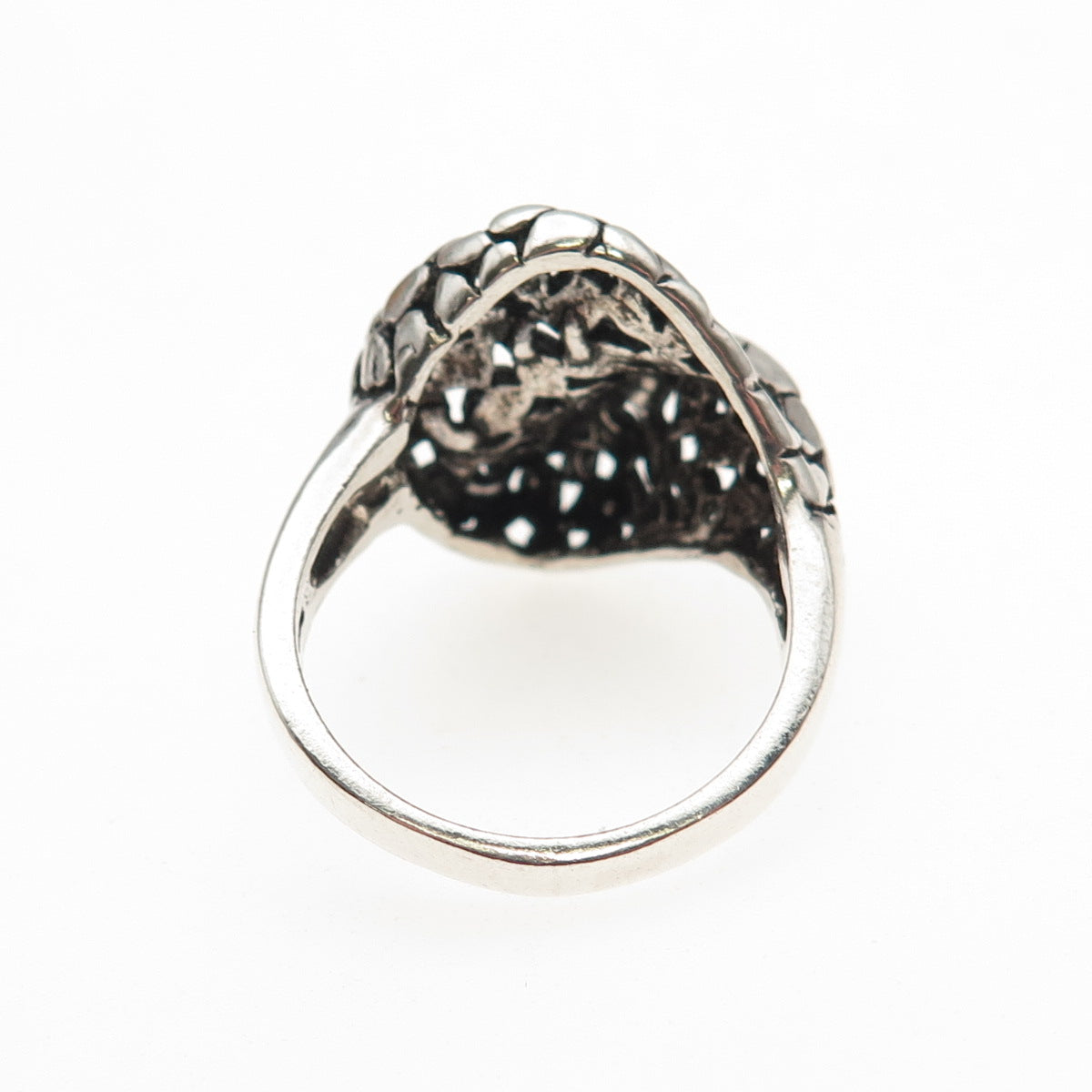 925 Sterling Silver Vintage Modernist Oxidized Ring Size 8.75