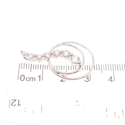 925 Sterling Silver Graduated Round-Cut C Z Charm Pendant