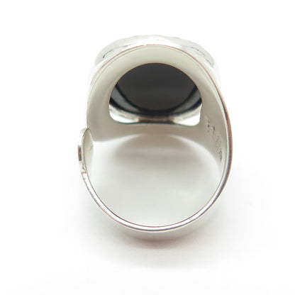 DOMINIQUE DINOUART 925 Sterling Silver Vintage Mexico Black Onyx Ring Size 9