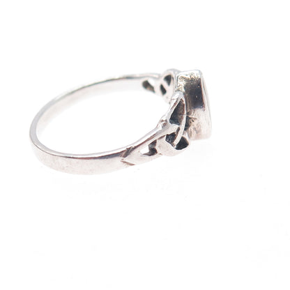 925 Sterling Silver Vintage Real MOP Celtic Trinity Knot Ring Size 5