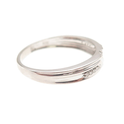 925 Sterling Silver Real Round-Cut Diamond Band Ring Size 10.25