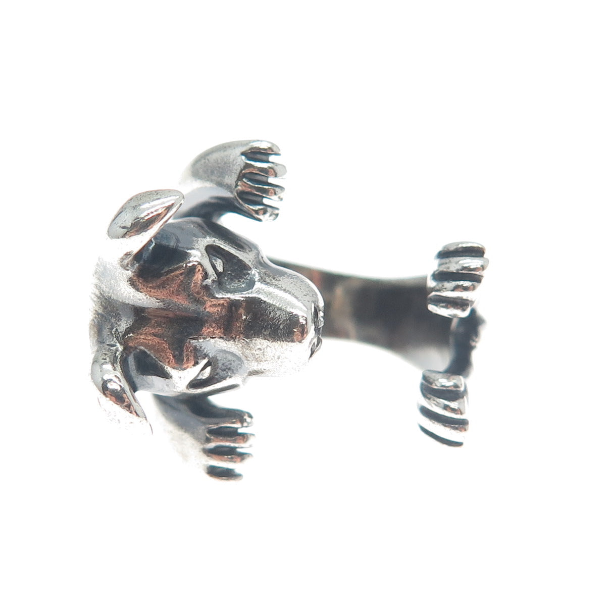 NOVE25 Sterling Silver Vintage Jack Russell Terrier Adjustable Hug Ring Size 6