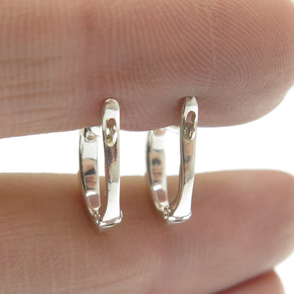 925 Sterling Silver Real Round-Cut Diamond Hoop Earrings