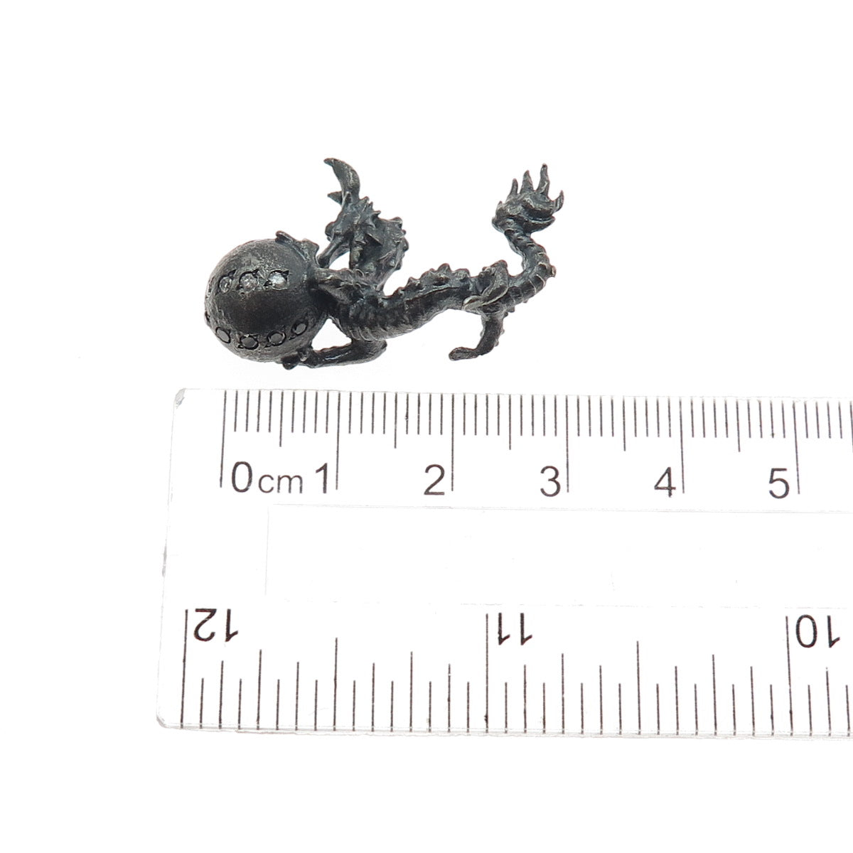 925 Sterling Black Rhodium Diamond Sapphire Chrome Diopside Dragon Miniature