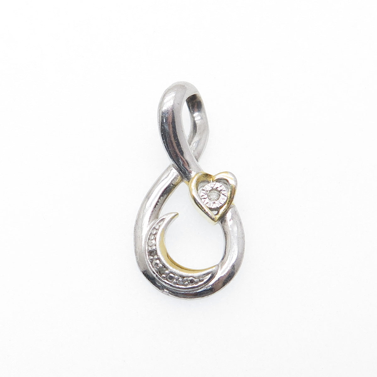 BGE BRADFORD Sterling Silver 2-Tone Real Diamond Granddaughter Infinity Pendant
