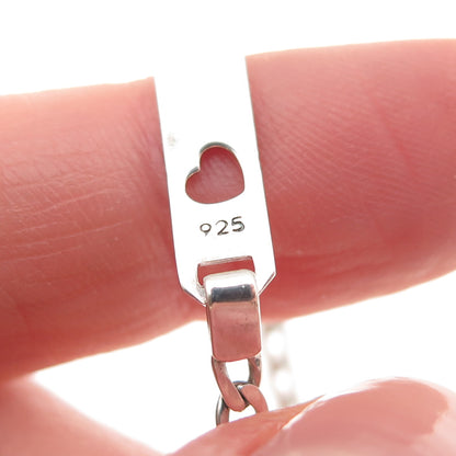 925 Sterling Silver Vintage Italy Heart Curb Link ID Bracelet 5.75"