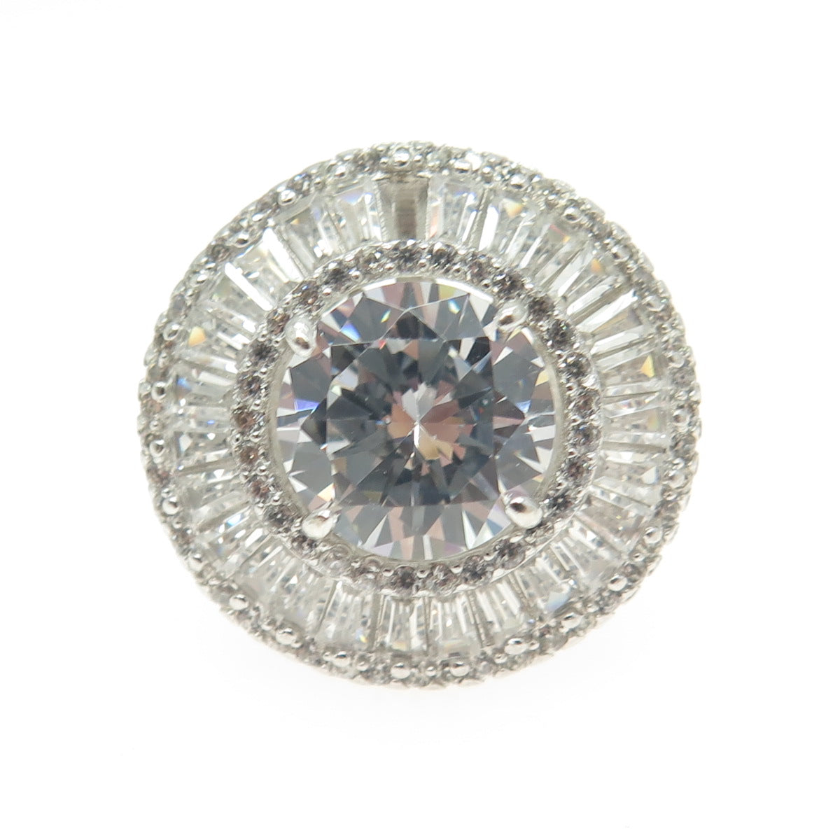 925 Sterling Silver Multi-C Z Ring Size 7.5