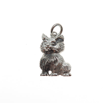 925 Sterling Silver Vintage Cat Oxidized Minimalist Charm Pendant