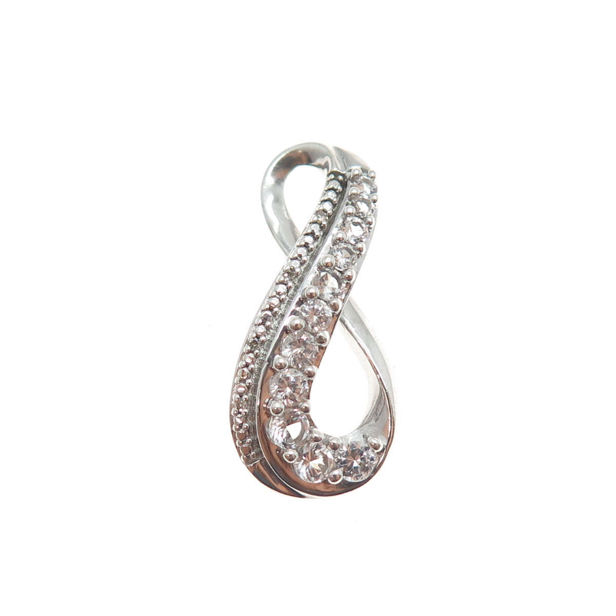 925 Sterling Silver Real Diamond Accent & White Topaz Infinity Slide Pendant