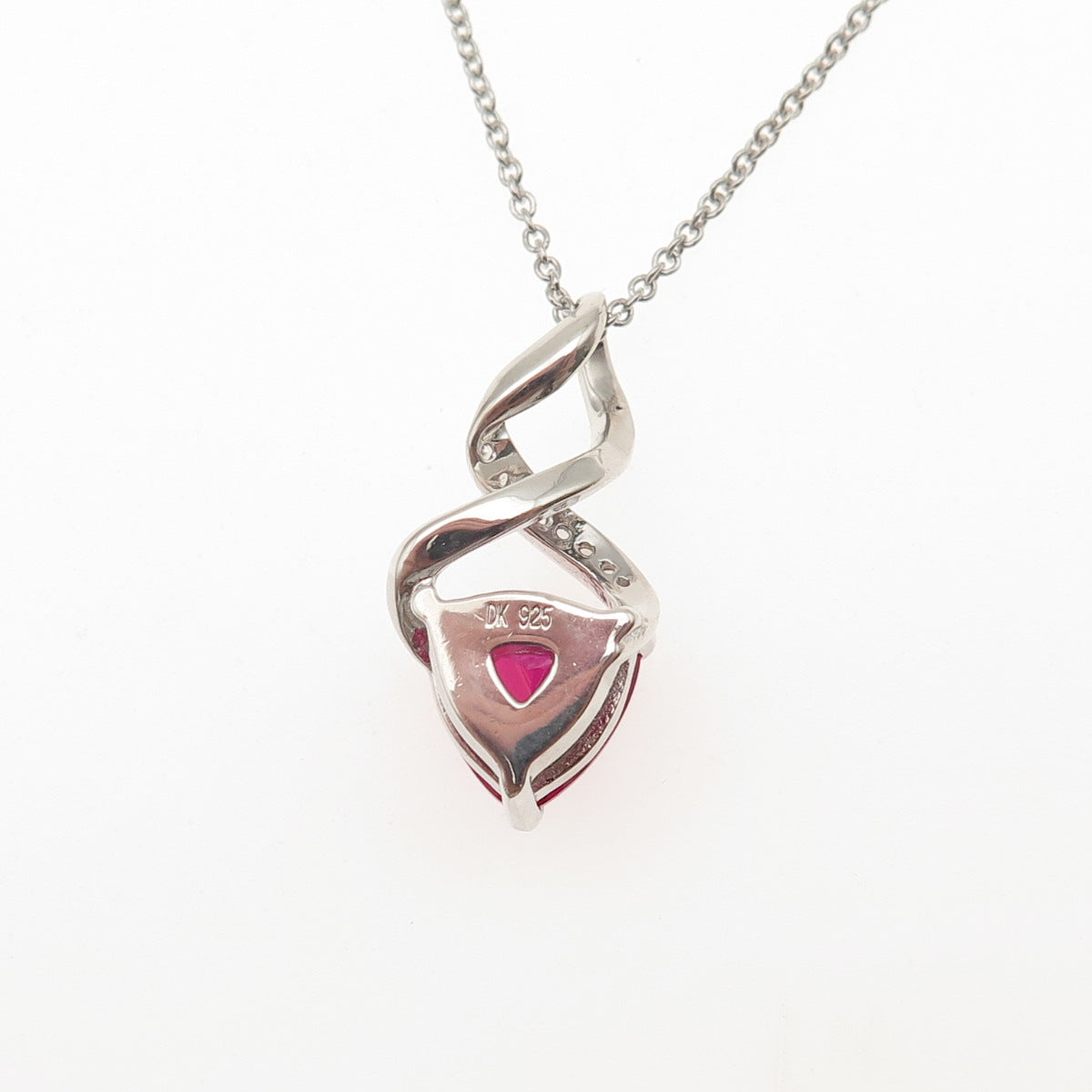 925 Sterling Silver Lab-Created Ruby & Real White Topaz Cable Chain Necklace 18"