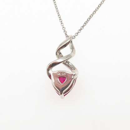 925 Sterling Silver Lab-Created Ruby & Real White Topaz Cable Chain Necklace 18"