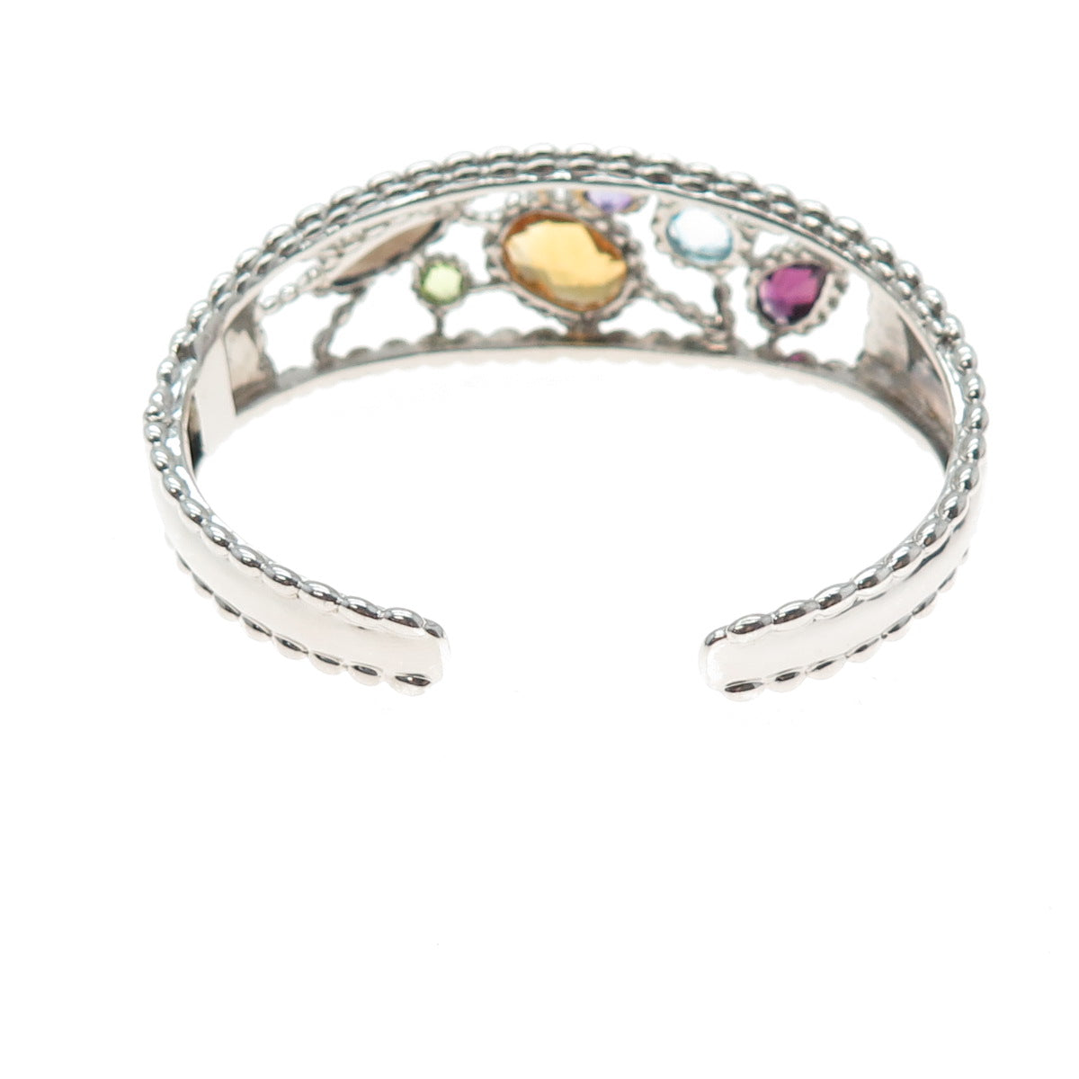 Sterling Vintage Quartz Citrine Topaz Tourmaline Peridot Amethyst Bracelet 6.75"