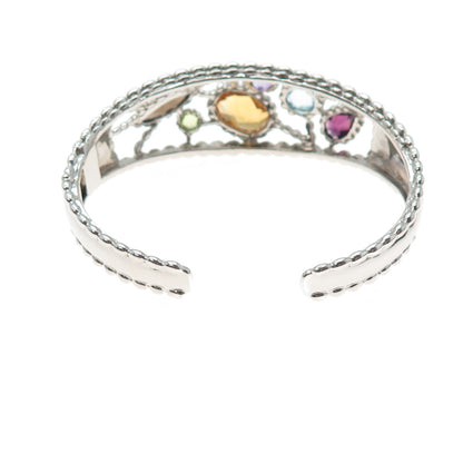 Sterling Vintage Quartz Citrine Topaz Tourmaline Peridot Amethyst Bracelet 6.75"