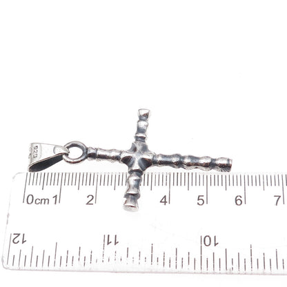 925 Sterling Silver Vintage Mexico Cross Oxidized Pendant