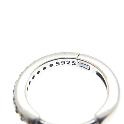 925 Sterling Silver Round-Cut C Z Hoop Earrings