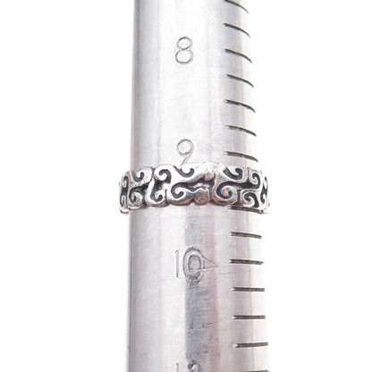 925 Sterling Silver Vintage Celtic Triskelion Oxidized Band Ring Size 9.5