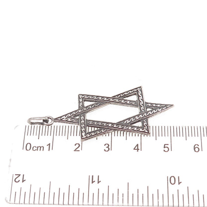 925 Sterling Silver Vintage Star of David Oxidized Pendant