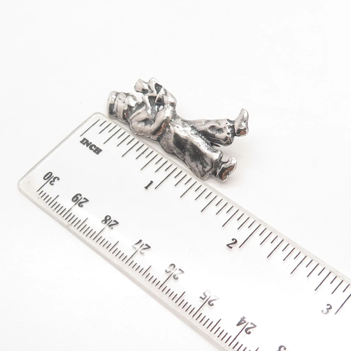 925 Sterling Silver Vintage Man w/ Flower Pot Pin Brooch