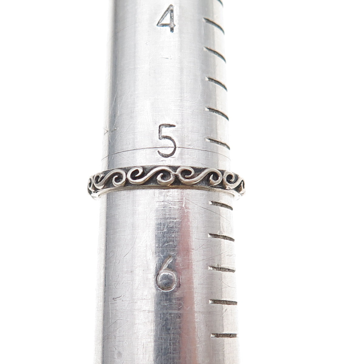 925 Sterling Silver Vintage Spiral Oxidized Band Ring Size 5.5