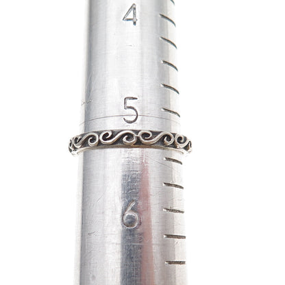 925 Sterling Silver Vintage Spiral Oxidized Band Ring Size 5.5
