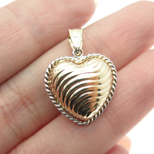 14K Yellow Gold Wavy Roped Heart Minimalist Charm Pendant