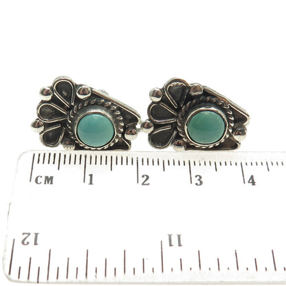 Old Pawn 925 Sterling Silver Southwestern Turquoise Tribal Screw Eye Earrings