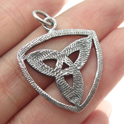 925 Sterling Silver Vintage Celtic Trinity Oxidized Pendant