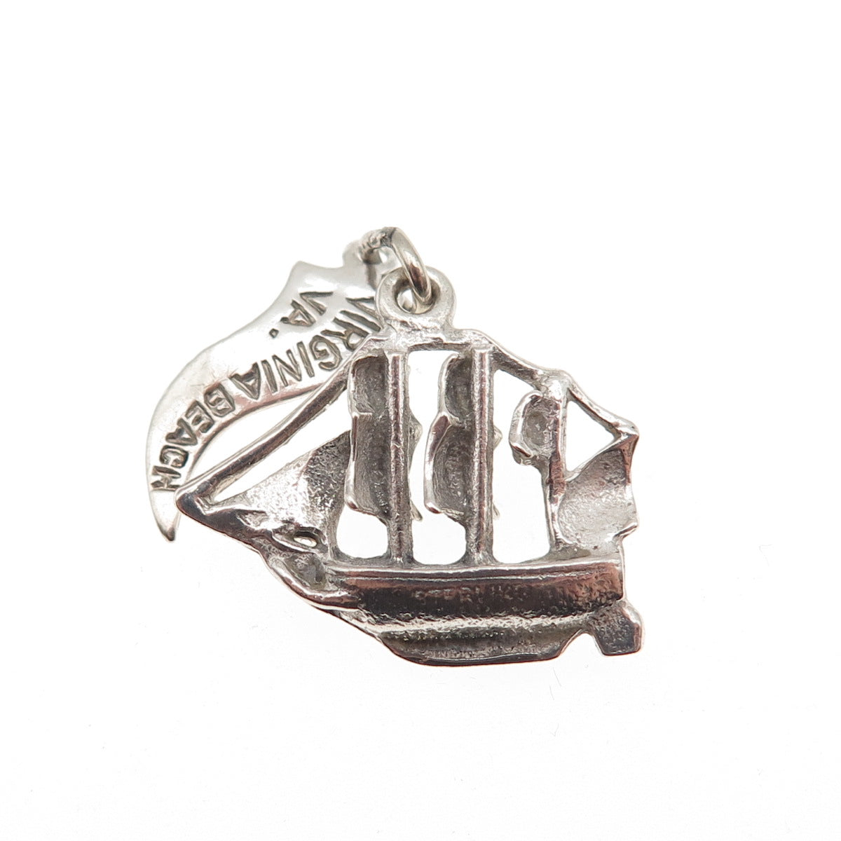 Pacific Jewelry Sterling Silver Vintage Virginia Beach Sailing Ship Mini Pendant