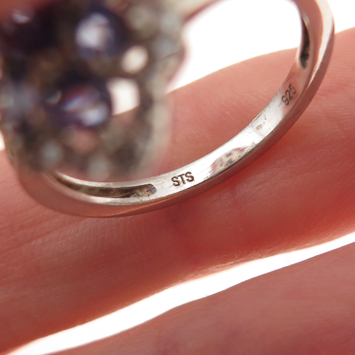 Chuck Clemency 925 Sterling Silver Real Tanzanite & White Topaz Ring Size 8