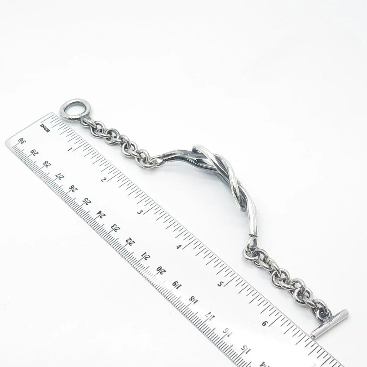 925 Sterling Silver Vintage Knot Rolo Link Bracelet 6.25"