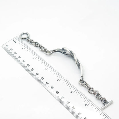925 Sterling Silver Vintage Knot Rolo Link Bracelet 6.25"
