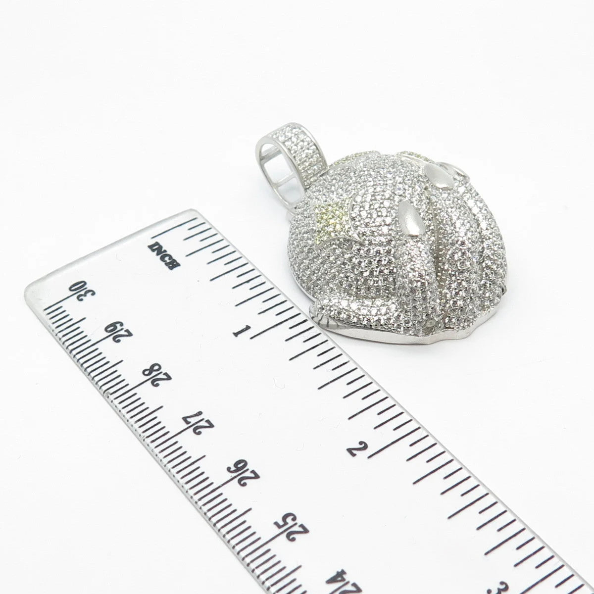 925 Sterling Silver REL Pave C Z Hand & Ball Pendant