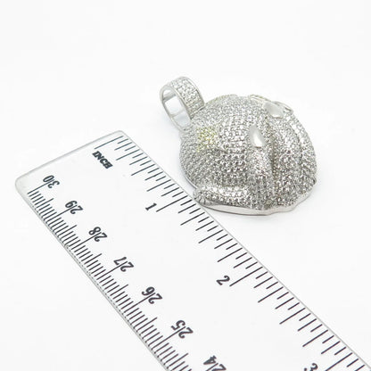 925 Sterling Silver REL Pave C Z Hand & Ball Pendant