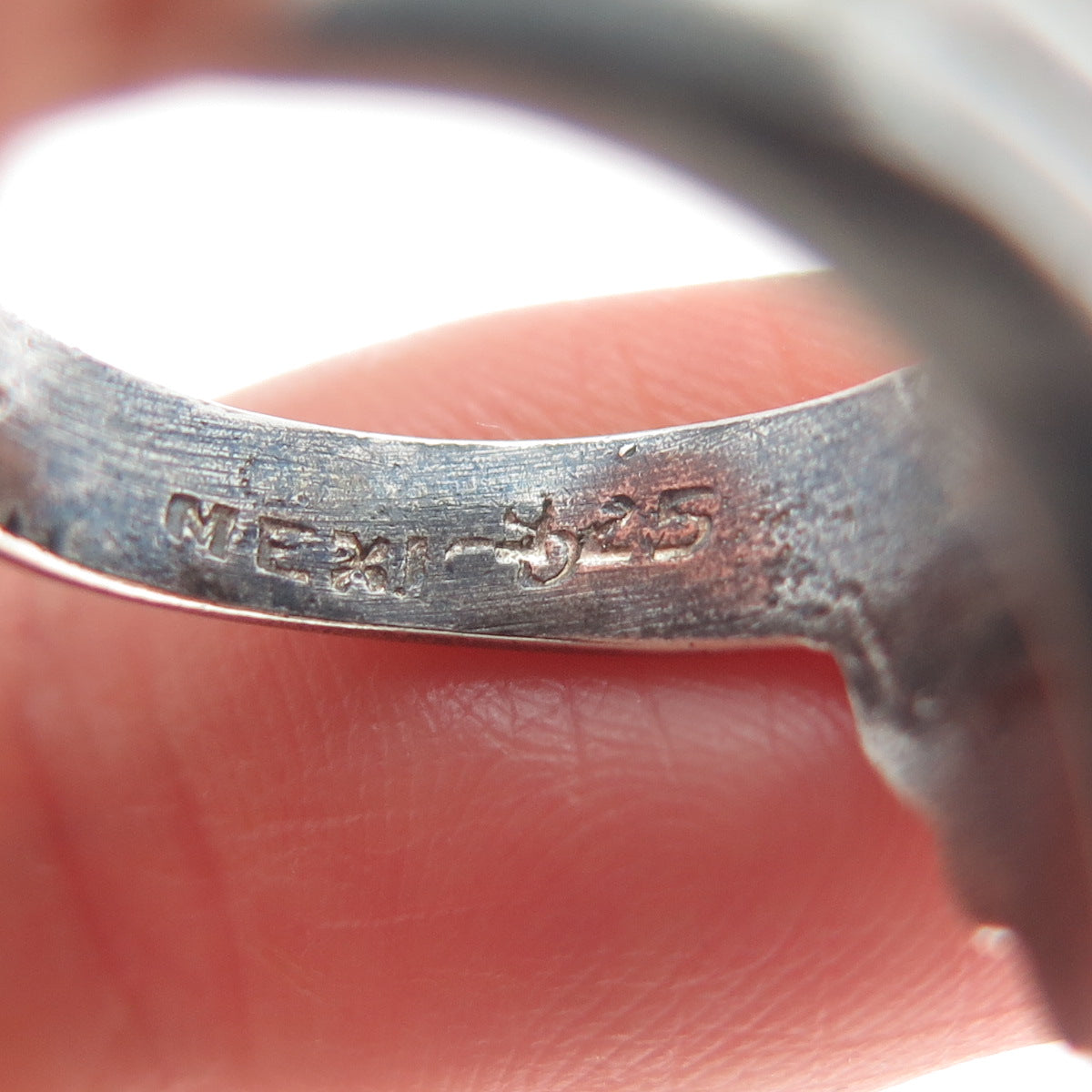 925 Sterling Silver Vintage Mexico Modernist Wing Oxidized Ring Size 6.5