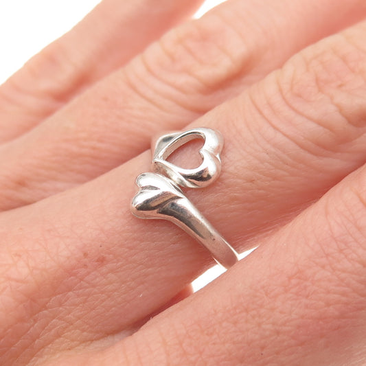 925 Sterling Silver Vintage Heart Oxidized Adjustable Ring Size 7.25