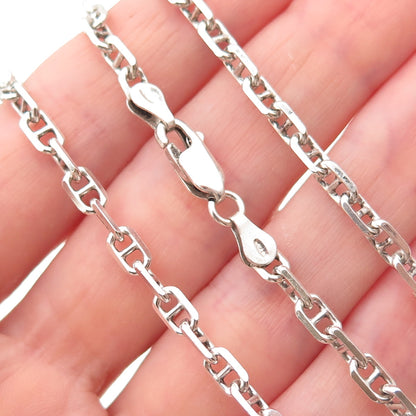 925 Sterling Silver Vintage Italy Anchor Mariner Chain Necklace 24"