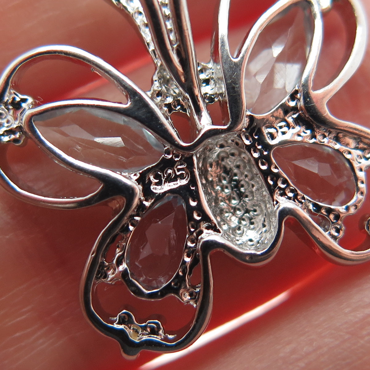 DBJ DEE BERKLE 925 Sterling Real Diamond Accent & Blue Topaz Butterfly Pendant