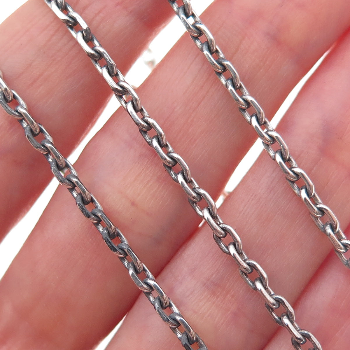 925 Sterling Silver Antique Art Deco Cable Chain Necklace 20"