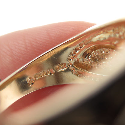 ROSS SIMONS 925 Sterling Silver Gold Plated Cushion-Cut Purple C Z Ring Size 8.5