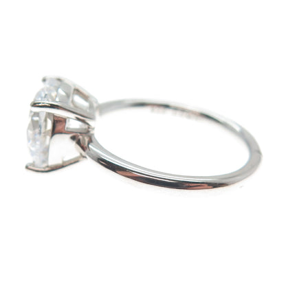 DSMK 925 Sterling Silver Round-Cut Shaped C Z Engagement Ring Size 6.25