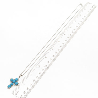 Chuck Clemency 925 Sterling Silver Real Turquoise Cross Cable Chain Necklace 20"
