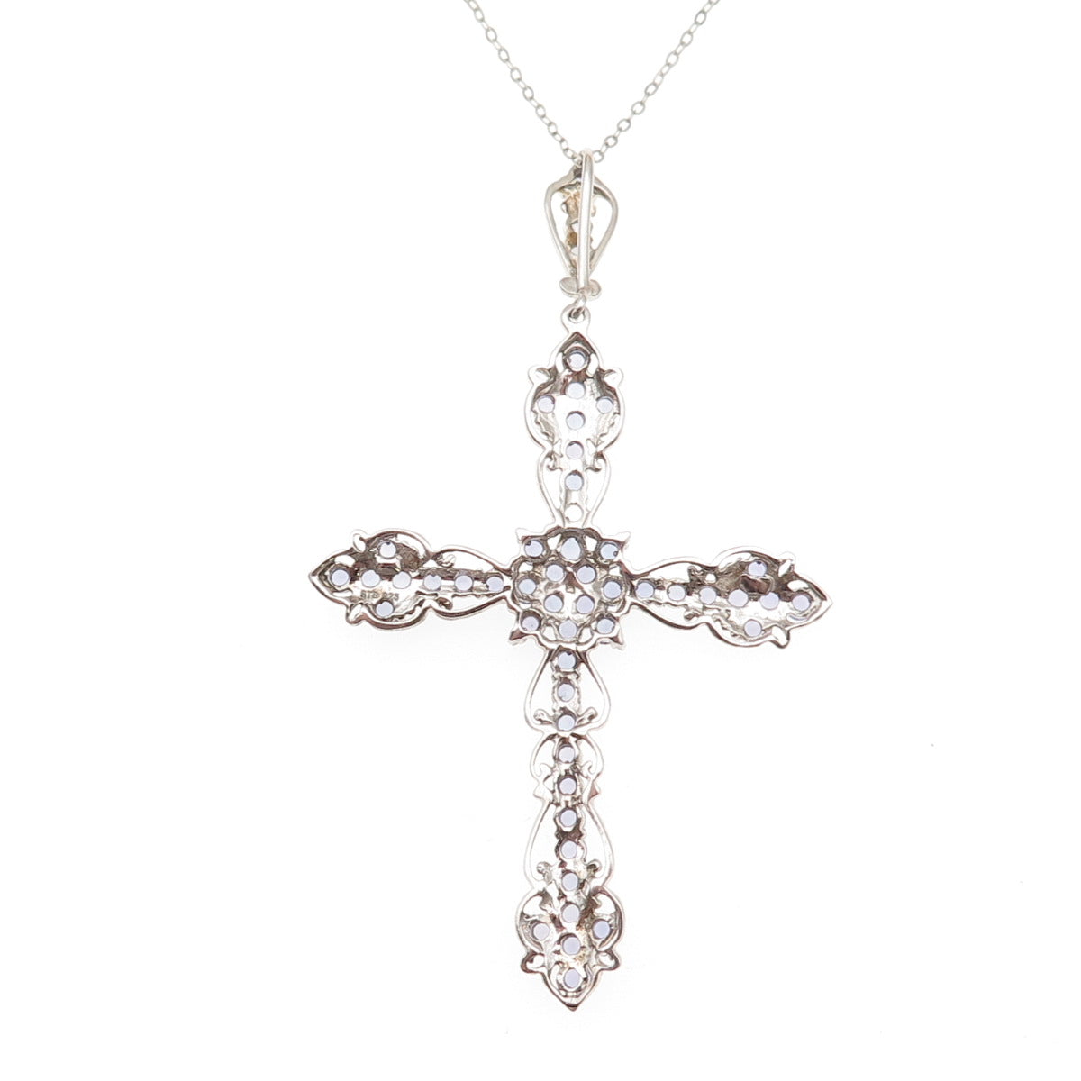 Chuck Clemency 925 Sterling Silver Real Tanzanite Large Cross Chain Necklace 18"