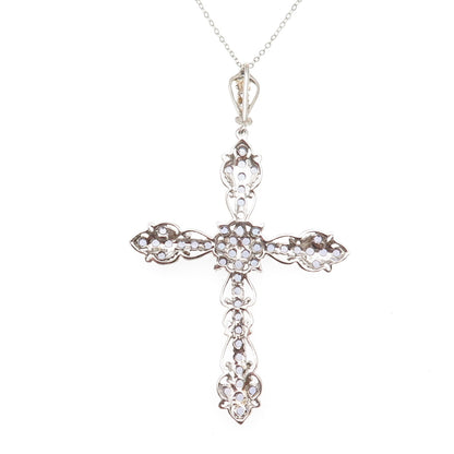 Chuck Clemency 925 Sterling Silver Real Tanzanite Large Cross Chain Necklace 18"