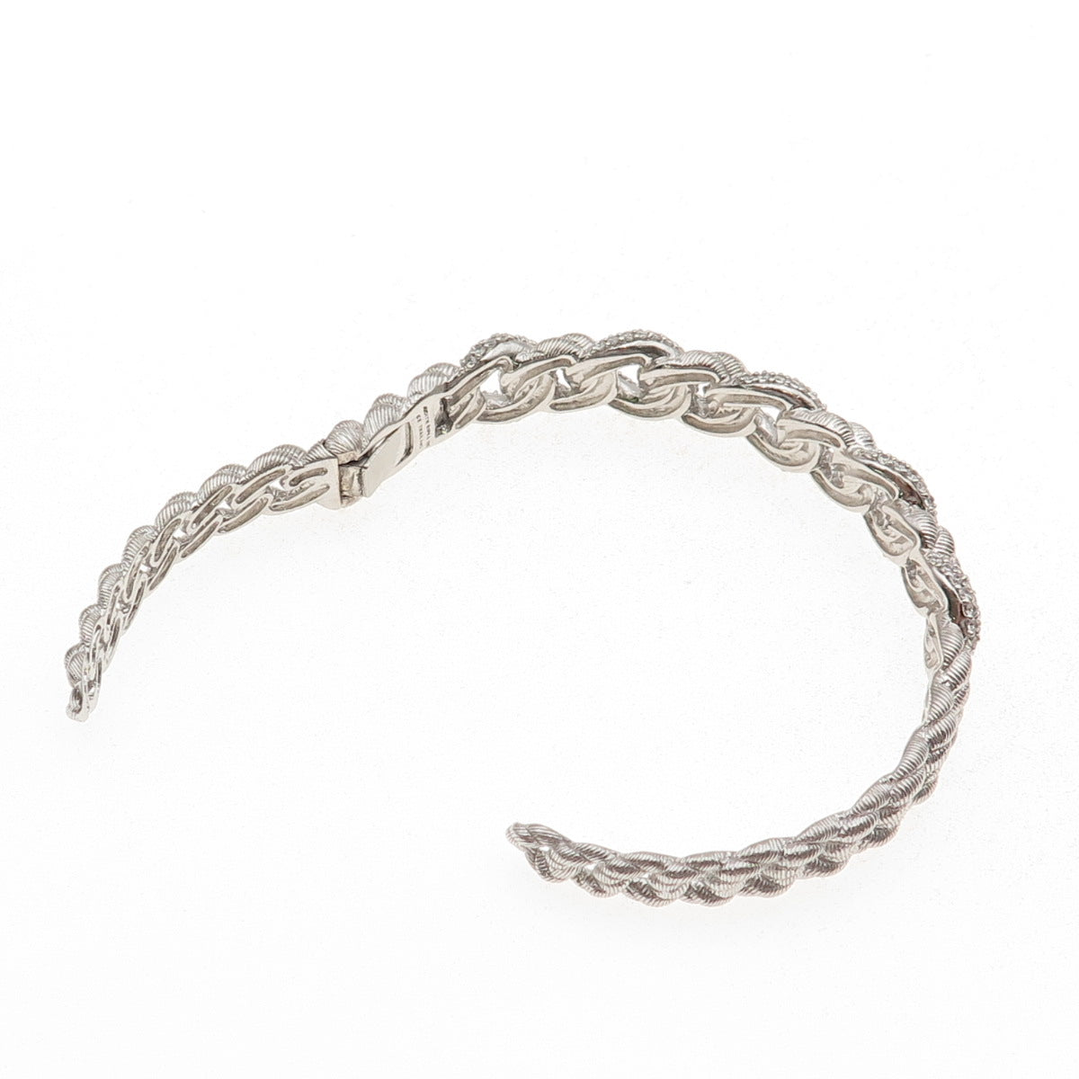 Judith Ripka 925 Sterling Silver Round-Cut C Z Cuban Link Cuff Bracelet 6.75"