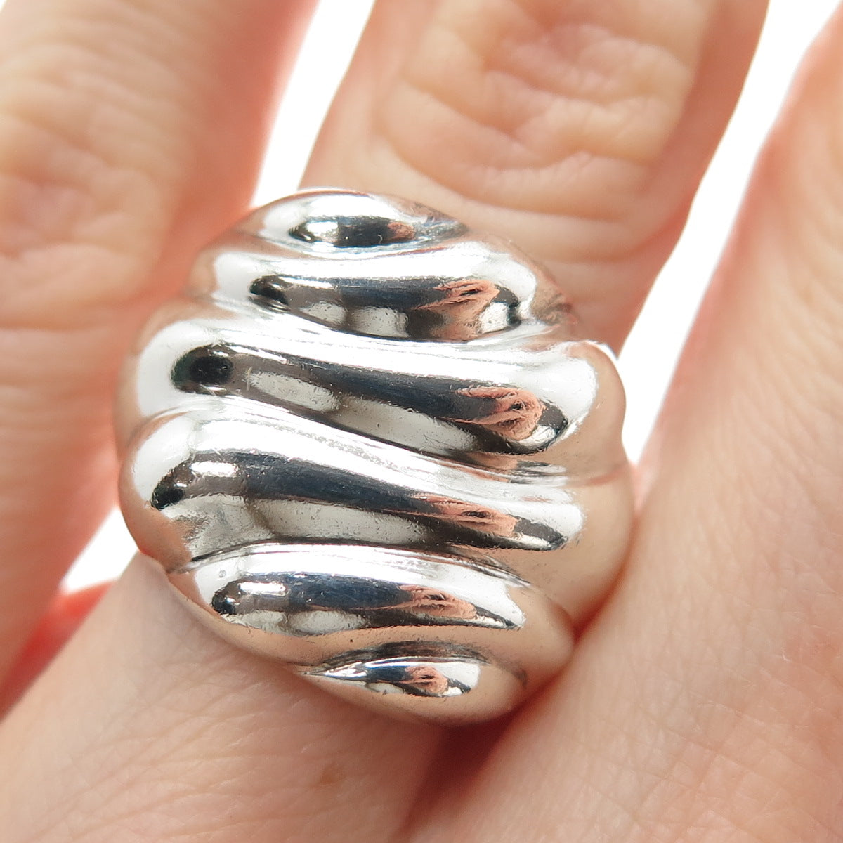 MWS Mark Wasserman Samara Sterling Silver Vintage Modernist Wavy Ring Size 5.75