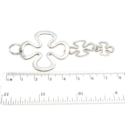 AMPARO 925 Sterling Silver Vintage Mexico Modernist Flower Drop Pendant